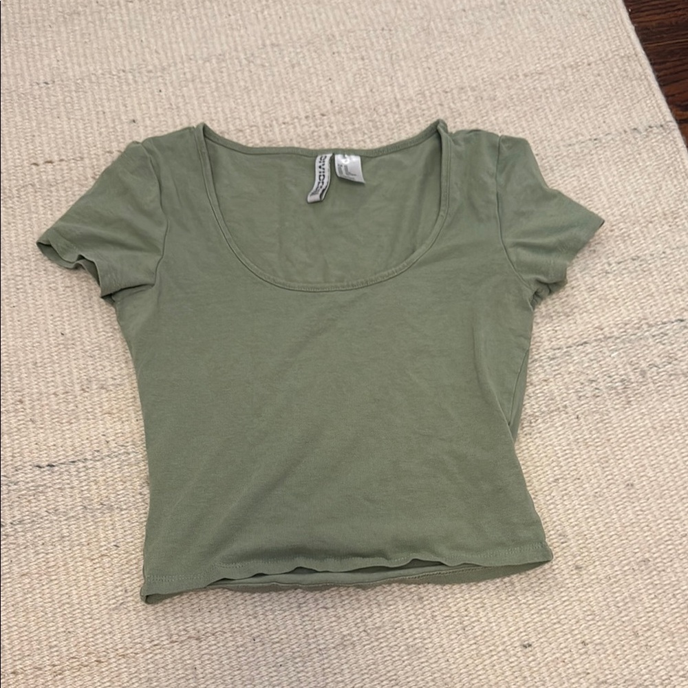 Green Scoop Neck Women's Top